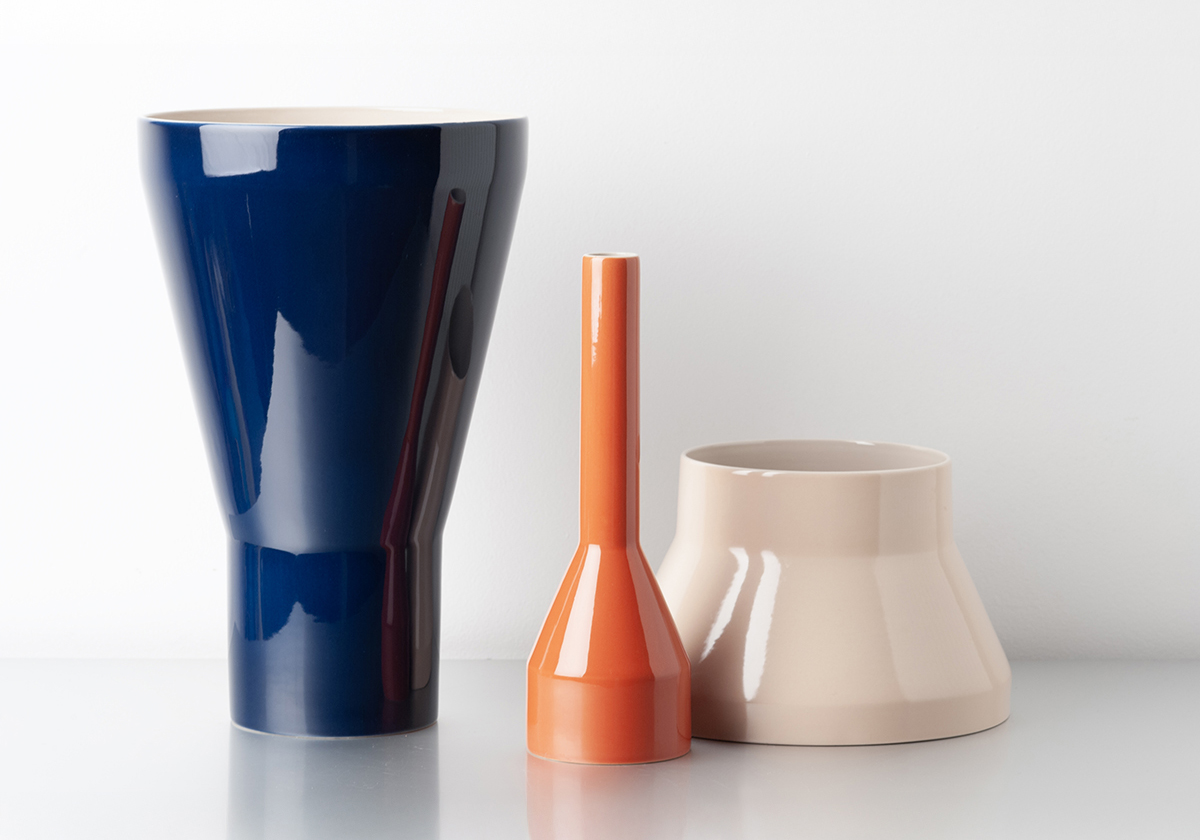 3 vases vases design en céramique coloré