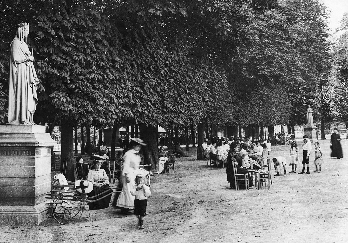 Photo ancienne en noir et blanc 1895 jardin du Luxembourg
